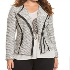 Lane Bryant Moto Jacket gray with leather detail